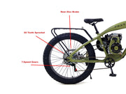 PHATMOTO® ALL TERRAIN Fat Tire 2023 - 79cc Motorized Bicycle 7-Speed (Matte Army Green)  | $699.00 |  Free Shipping  | ON SALE !!! |