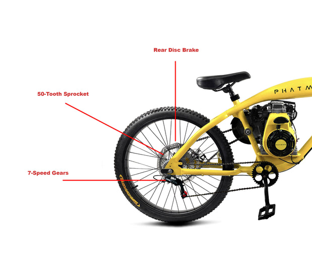 PHATMOTO® Rover 2023 - 79cc Motorized Bicycle 7-Speed (Yellow) | $499.00 | Free Shipping | ON SALE !!! |